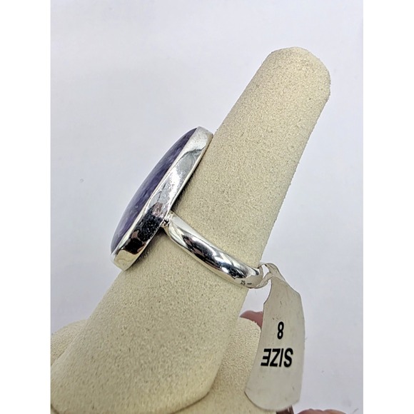 Natural Siberian purple Charoite Ring Sterling Silver 925 Size 8 Teardrop NWT - Picture 3 of 9
